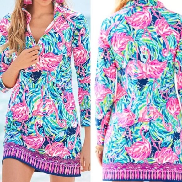 Lilly Pulitzer Dresses & Skirts - Lilly Pulitzer Skipper Popover Dress Flamenco Beach Flamingo